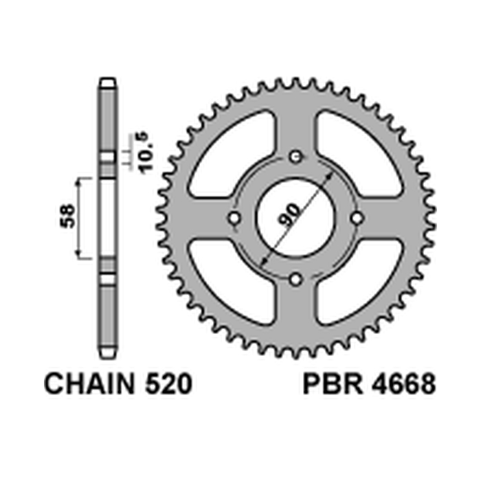 PBR rear sprocket 4668 45 C45 KTM 125 DUKE 11-13 (JTR273.45) ( to 279 45) (pitch 520) (hole 8.5mm)