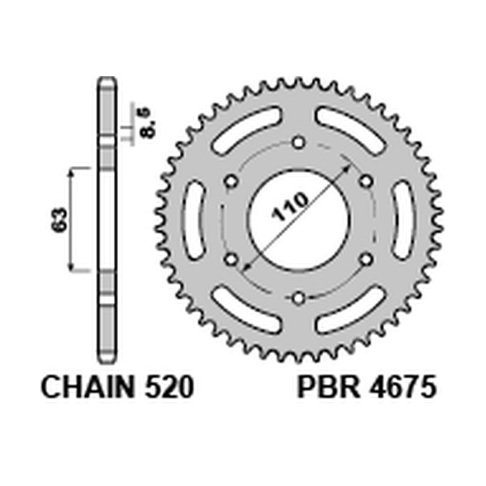 PBR rear sprocket 4675 45 KTM 125 DUKE '14-18, 390 DUKE/RC '13-18 (JTR890.45) (pitch 520)