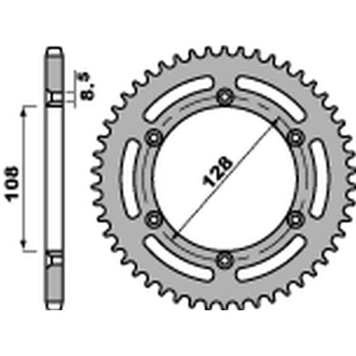 PBR rear sprocket 4488 57 F SUZUKI DRZ 125 '03-'10, KAWASAKI KLX 125 '03-'07 (pitch 428) (JTR797.57)