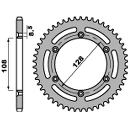 PBR rear sprocket 4488 57 F SUZUKI DRZ 125 '03-'10, KAWASAKI KLX 125 '03-'07 (pitch 428) (JTR797.57)