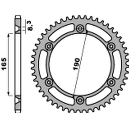 PBR galinė žvaigždė 896 45 C45 KTM 125/250/350 ENDURO '87-'90, MX 420/495 '81-'84, MX 500 '85-'93, LC4 600 '88-'92 (JTR896.45) (