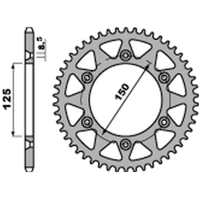 PBR rear sprocket 899 39 C45 KTM SX/MXC/EXC 200 '98-'14, SX/EXC 150 '10-'22, EXC 125 '91-'16 (JTR897.39) (pitch 520)