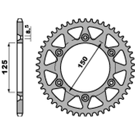 PBR galinė žvaigždė 899 39 C45 KTM SX/MXC/EXC 200 '98-'14, SX/EXC 150 '10-'22, EXC 125 '91-'16 (JTR897.39) (žingsnis 520)