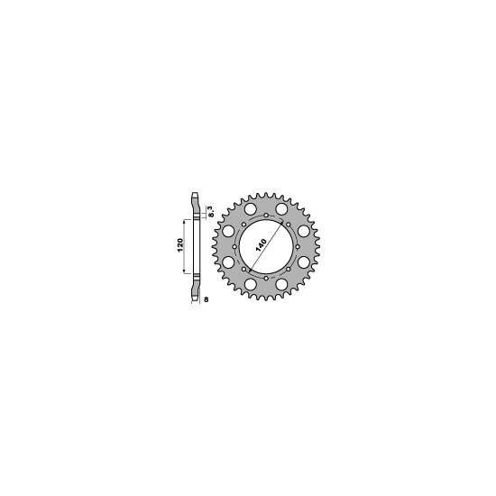 PBR rear sprocket 506 43 C45 KAWASAKI KLR 600 84-90 (pitch 520)
