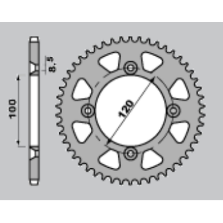 JR galinė žvaigždė 798 49 SUZUKI RM 80/85, YAMAHA YZ 80/85 (93-14) (JTR798.49) (žingsnis 428) spalva auksinė