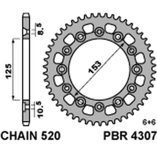 PBR rear sprocket 4307 39 HONDA CRM 250 '91 (JAPAN) (JTR210.39)
