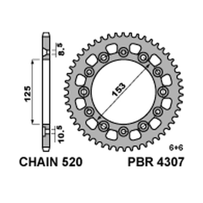 PBR rear sprocket 4307 39 HONDA CRM 250 '91 (JAPAN) (JTR210.39)