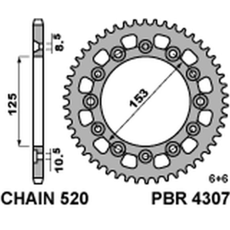 PBR galinė žvaigždė 4307 39 HONDA CRM 250 '91 (JAPAN) (JTR210.39)