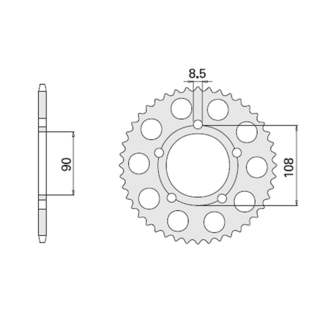 CHT rear sprocket 1022 38 (1022-38) DUCATI 500/600 PANTAH`81-82, PASO 750`87