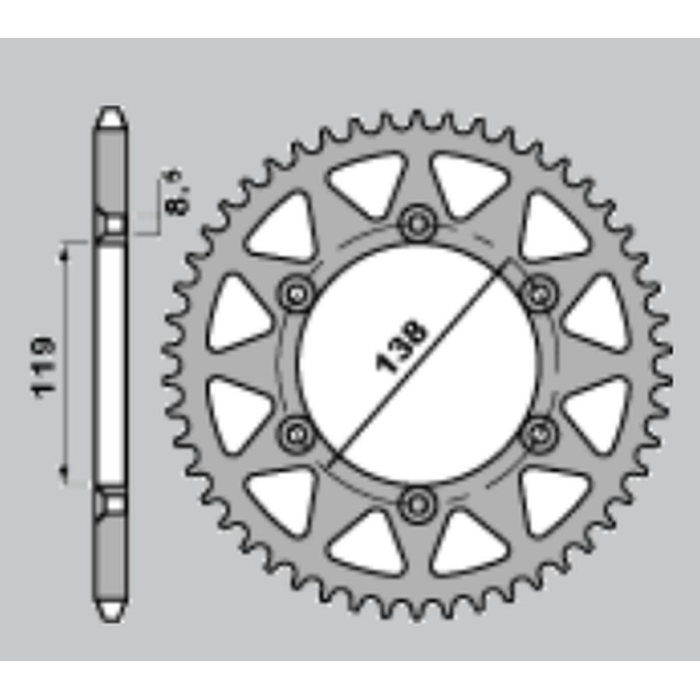 CHT rear sprocket aluminum T7075 213 48 HUSABERG FE 400/ FE 600 '96-'99 (JTR1950.48) (pitch 520) color silver
