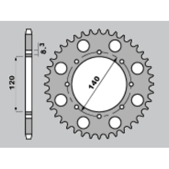 CHT rear sprocket 491 44 (A4150487440) KAWASAKI KLR650, KLE 500,KLX 650