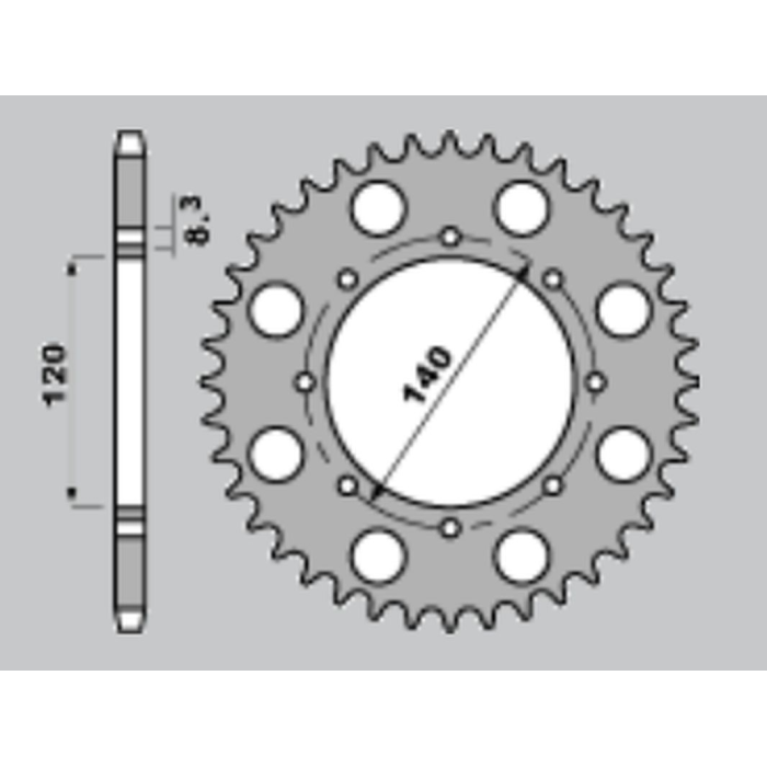 CHT rear sprocket 491 44 (A4150487440) KAWASAKI KLR650, KLE 500,KLX 650