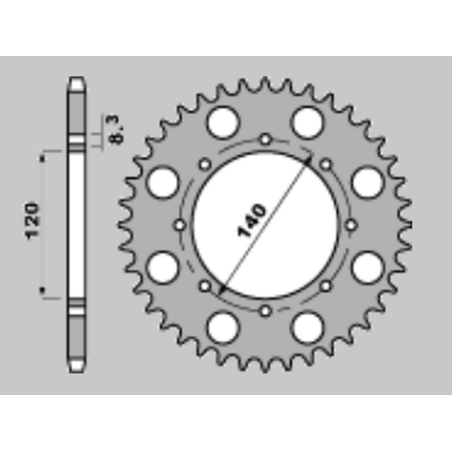 CHT galinė žvaigždė 491 44 (A4150487440) KAWASAKI KLR650 , KLE 500 ,KLX 650