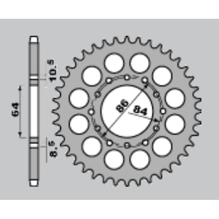 JR rear sprocket 814 44 SUZUKI GSX 400 E '81-'83