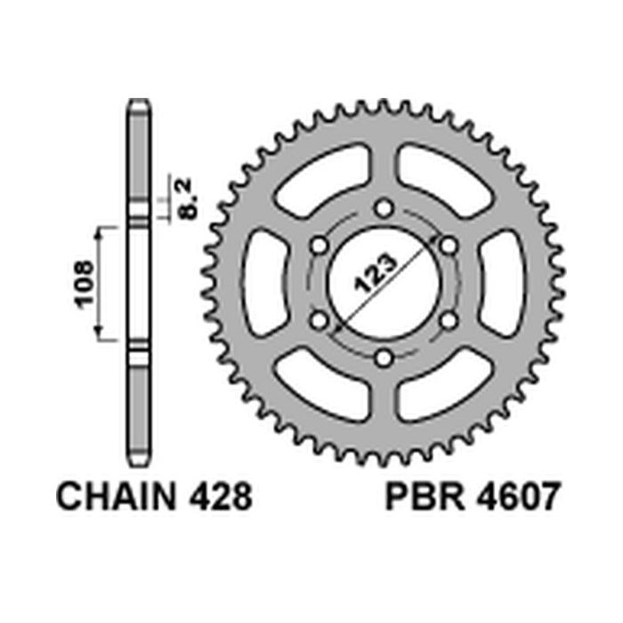 PBR rear sprocket 4607 49 C45 DERBI GPR 125 4T 09-13 (pitch 428)