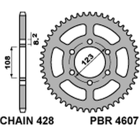 PBR galinė žvaigždė 4607 49 C45 DERBI GPR 125 4T 09-13 (žingsnis 428)