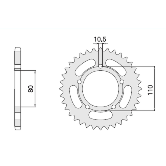 CHT rear sprocket 4350 36 HONDA CB 450S 86-89 (332-36) (JTR1332.36)