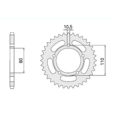 CHT galinė žvaigždė 4350 36 HONDA CB 450S 86-89 (332-36) (JTR1332.36)