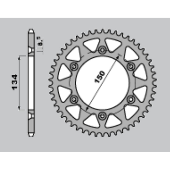 JR rear sprocket 489 42 KAWASAKI KX 125/250/500 '84-'08, KDX 200 '84-'06, KDX 220 '97-'05, KDX 250 '91-'96, KLX 250 '93-'20, K