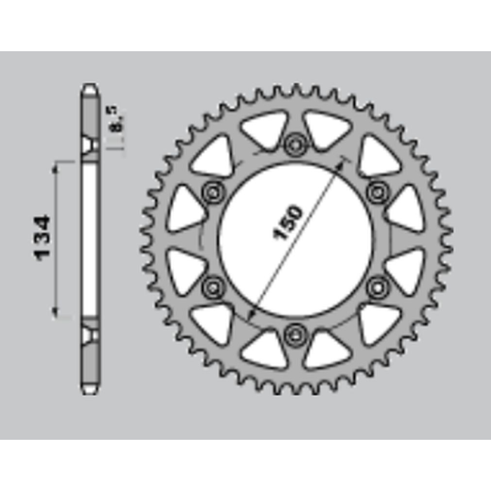 JR rear sprocket 489 42 KAWASAKI KX 125/250/500 '84-'08, KDX 200 '84-'06, KDX 220 '97-'05, KDX 250 '91-'96, KLX 250 '93-'20, K