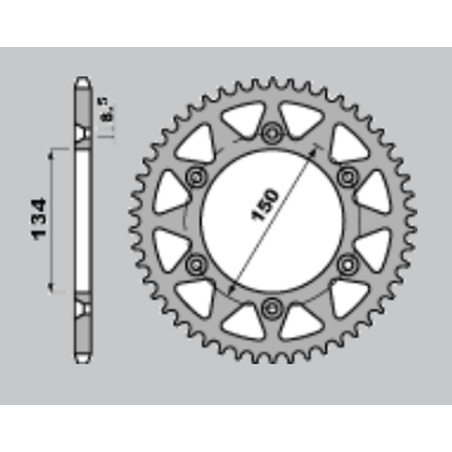 JR rear sprocket 489 42 KAWASAKI KX 125/250/500 '84-'08, KDX 200 '84-'06, KDX 220 '97-'05, KDX 250 '91-'96, KLX 250 '93-'20, K