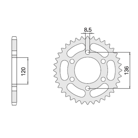 CHT galinė žvaigždė 4324 51 YAMAHA TZR 125RR 96-00 (2014-51) (JTR1847.51)