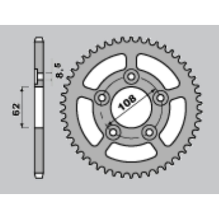 CHT galinė žvaigždė 714 43 APRILIA RS 125 93-05 (701-43) (JTR701.43)