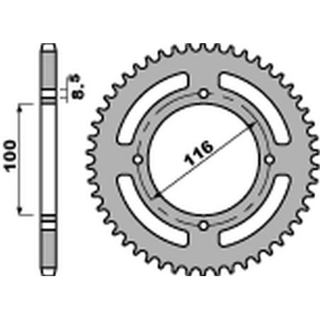 PBR galinė žvaigždė 467 53 C45 KAWASAKI KX 80/85 '86-'12 (JTR461.53) (žingsnis 420)