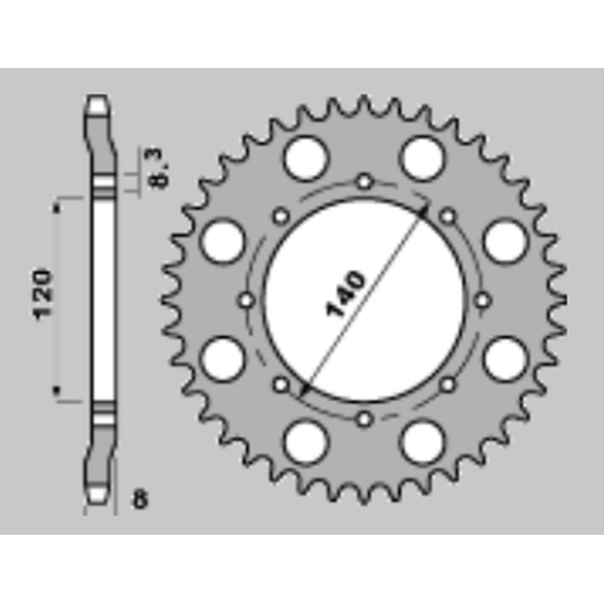 CHT rear sprocket 506 43 KAWASAKI KLR 600 84-90