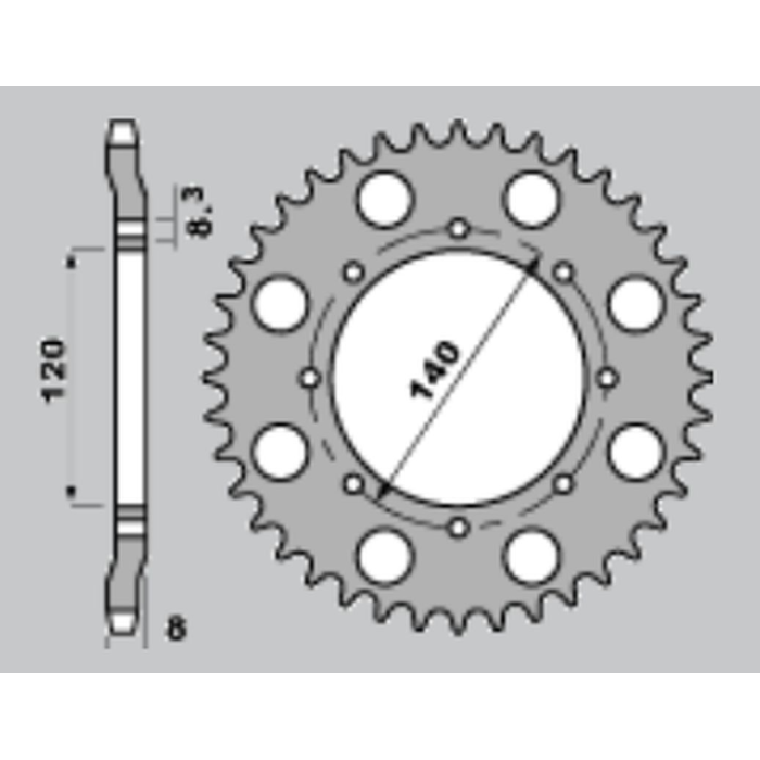 CHT rear sprocket 506 43 KAWASAKI KLR 600 84-90
