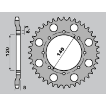 CHT galinė žvaigždė 506 43 KAWASAKI KLR 600 84-90