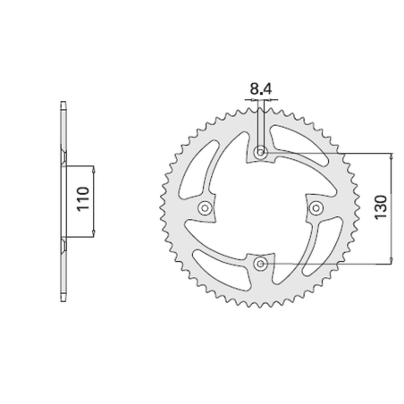 CHT rear sprocket 4306 55 HONDA CR 80/85 (2064-55) (pitch 420)