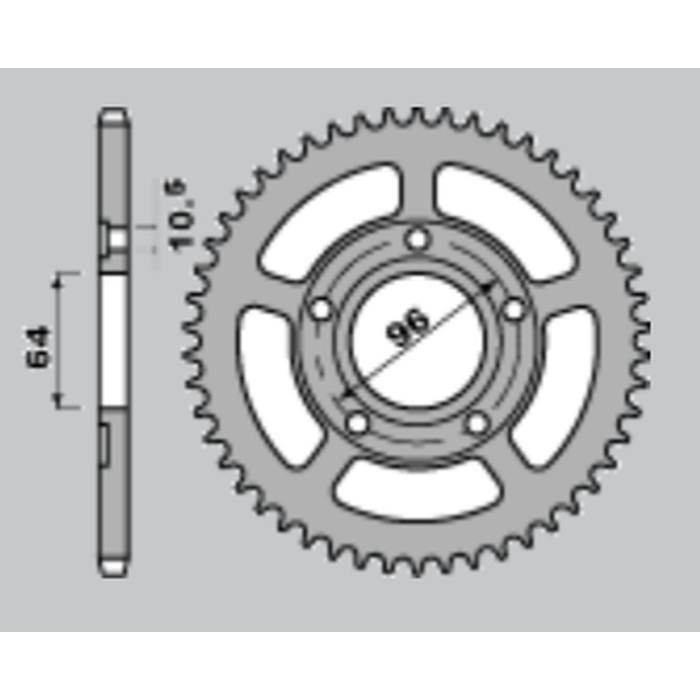 JR galinė žvaigždė 242 53 HONDA XL125R '82-'87 (PRO LINK) (JTR242.53)