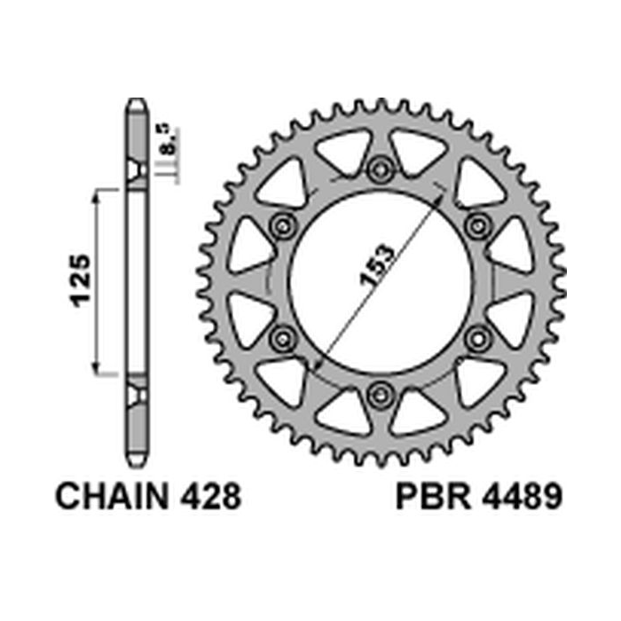 PBR rear sprocket 4489 59 F HONDA CRM 125 (HM) (08-11) (step 428)