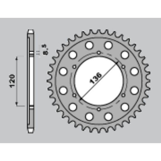 JR rear sprocket 4324 51 YAMAHA TZR 125 RR '96-'00, TZR 80R '96