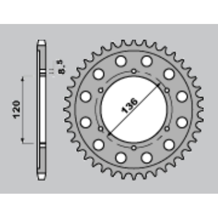 JR galinė žvaigždė 4324 51 YAMAHA TZR 125 RR '96-'00, TZR 80R '96
