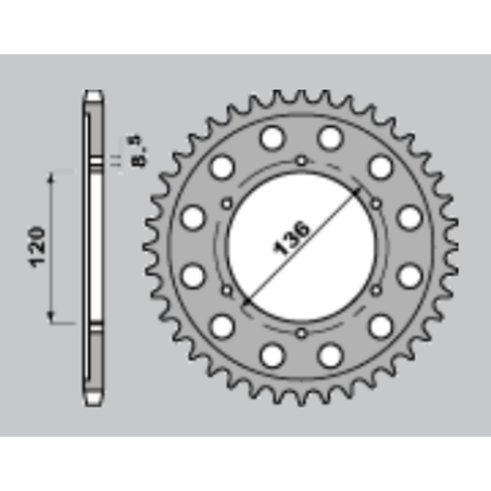 JR galinė žvaigždė 4324 51 YAMAHA TZR 125 RR '96-'00, TZR 80R '96