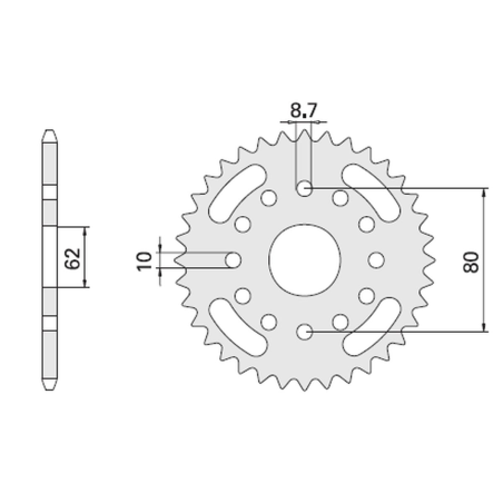 CHT galinė žvaigždė 845 40 (A4150845400) YAMAHA SR 250 85-94 (ESPANA) (JTR845.40) (žingsnis 520)