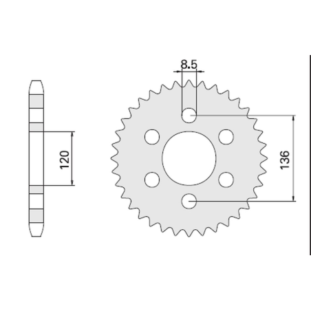 CHT galinė žvaigždė 859 39 (846-39) (JTR846.39) YAMAHA FZS 600 FAZER 96-03
