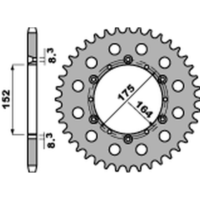 PBR rear sprocket 856 42 F YAMAHA TT 600R '82-'04, YFM 660 '01-'04, YFS 200 '88-'06, YZ 125/250 '85-'98, DT 125 '89-'06 (JTR85
