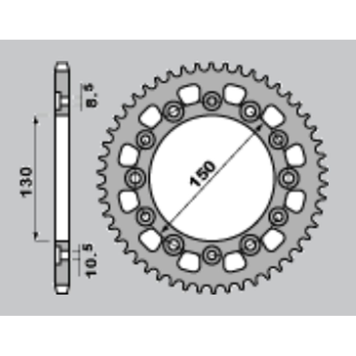 JR rear sprocket 4309 46 HONDA XL 600R '83-'87, FMX 650 '05-'08, FX 650 VIGOR '99-'01, NX 650 DOMINATOR '89-'94, YAMAHA FZS 40