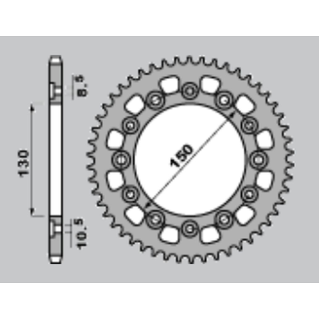 JR rear sprocket 4309 46 HONDA XL 600R '83-'87, FMX 650 '05-'08, FX 650 VIGOR '99-'01, NX 650 DOMINATOR '89-'94, YAMAHA FZS 40