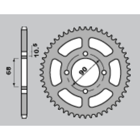CHT galinė žvaigždė 243 53 HONDA MTX125R 83-94 (241-53) (JTR241.53)