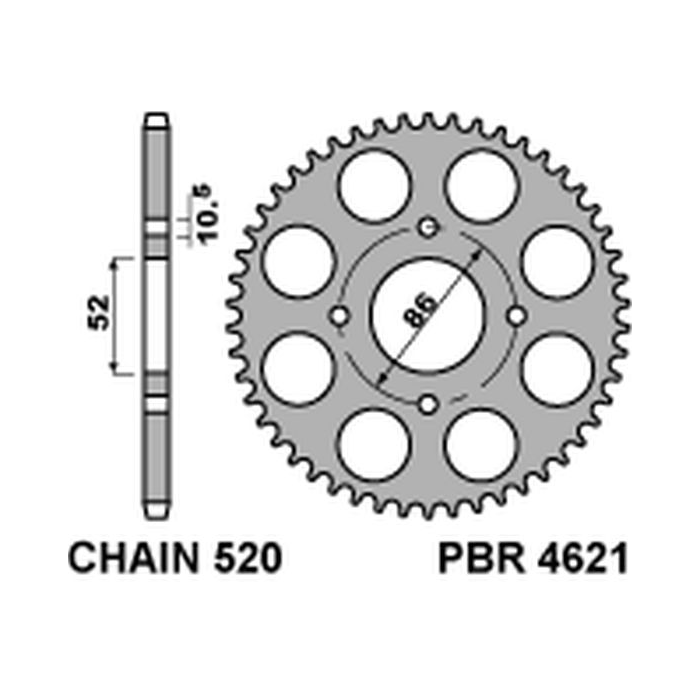 PBR rear sprocket 4621 30 F KYMCO MXU/MXR50/150 (02-13) (JTR1071.30) (pitch 520)