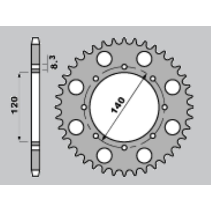 JR rear sprocket 491 38 KAWASAKI KLE 250 '93-'01, KLE 500 '91-'07, KLR 650 '87-'17, W 800 '18-'22