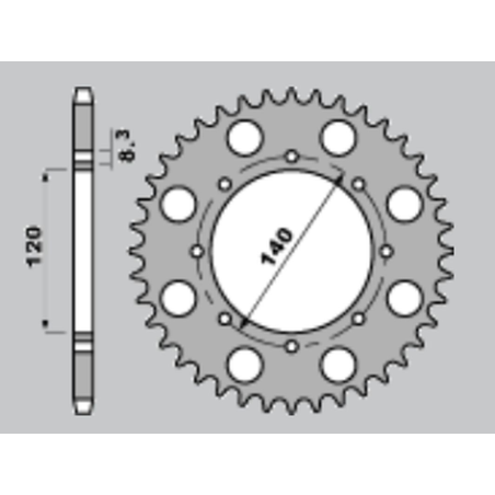 JR rear sprocket 491 38 KAWASAKI KLE 250 '93-'01, KLE 500 '91-'07, KLR 650 '87-'17, W 800 '18-'22