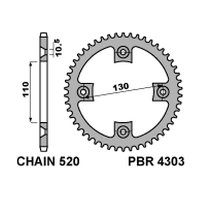 PBR rear sprocket 4303 39 F HONDA TRX 400/450 X/EX (JTR1350.39) (pitch 520)