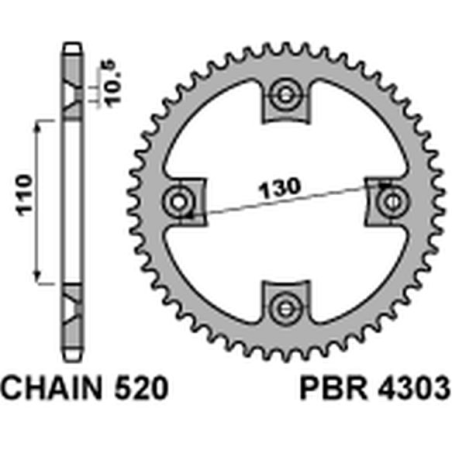 PBR galinė žvaigždė 4303 39 F HONDA TRX 400/450 X/EX (JTR1350.39) (žingsnis 520)