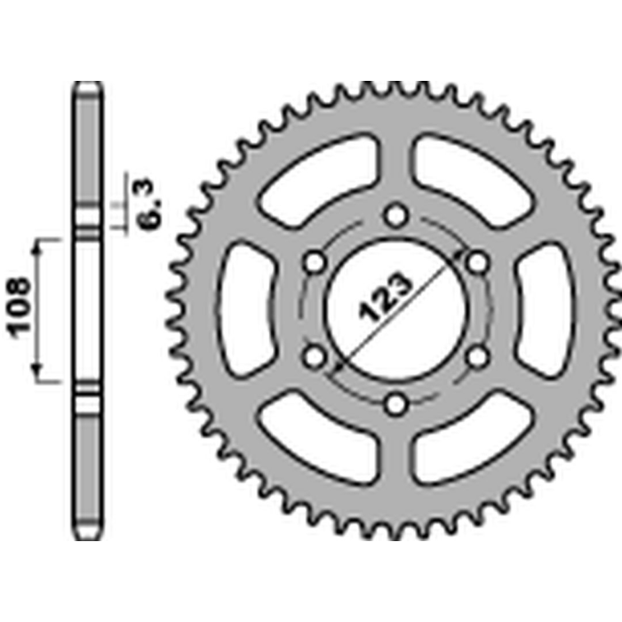 PBR rear sprocket 4412 49 F APRILIA 50 SX '14-'20, DERBI 50 DRD/GP1 '04-'09 (JTR1133.49) (pitch 420) (STD.-4)