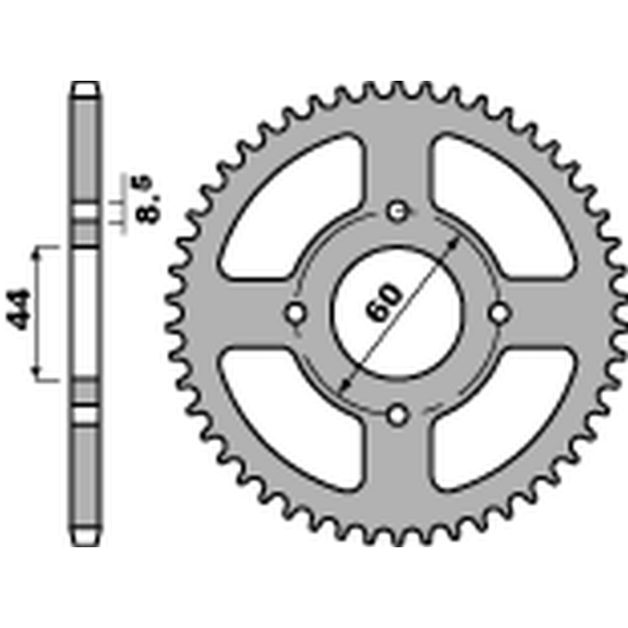 PBR rear sprocket 832 52 F YAMAHA DT 50R '78-'95 (JTR832.52) (pitch 420) - may be 4461 52